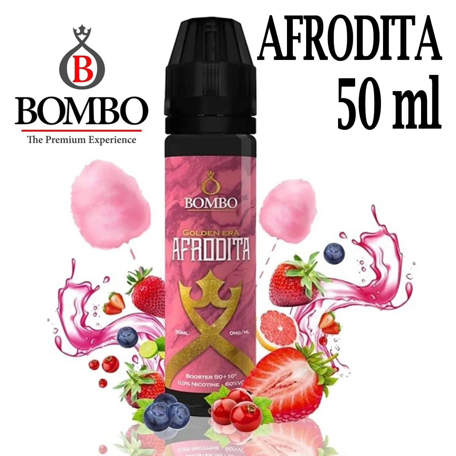 Afrodita 50ml (Fresa, algodón azucar, grosella) Bombo Eliquids + Nicokit de Regalo