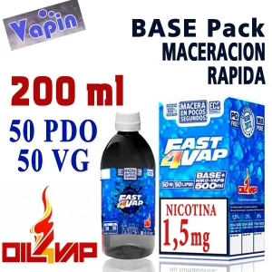 Base Rápida Fast4vap pack 200ml 50vg-50pdo 1,5mg/ml de Oil4vap