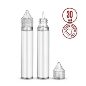 Bote largo transparente 30ml vacío Pet Unicorn