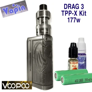 Drag 3 Tpp-X kit de vapeo.177w. Atomizador TPP-X (2 baterias 18650) de Voopoo. Color Eagle Grey