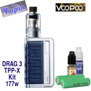 Drag 3 Tpp-X kit de vapeo.177w. Atomizador TPP-X (2 baterias 18650) de Voopoo. Color Silver Dream Blue