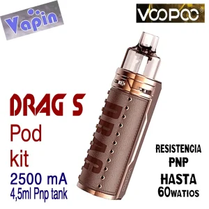 Drag S kit de Vapeo. 2500mA Pnp pod 4,5ml (color Bronze Knight) de Voopoo