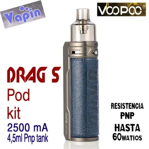Drag S kit de Vapeo. 2500mA Pnp pod 4,5ml (color galaxy blue) de Voopoo