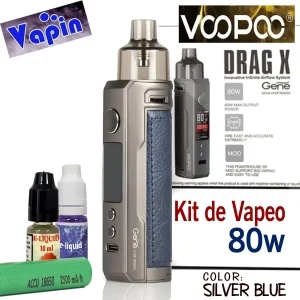 Drag X Kit de Vapeo Pod Mod (con batería 18650) Color SILVER BLUE de Voopoo