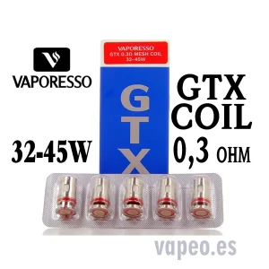 GTX Mesh Coil 0,3 ohms (32-45W) Resistencia VAPORESSO (unidad)