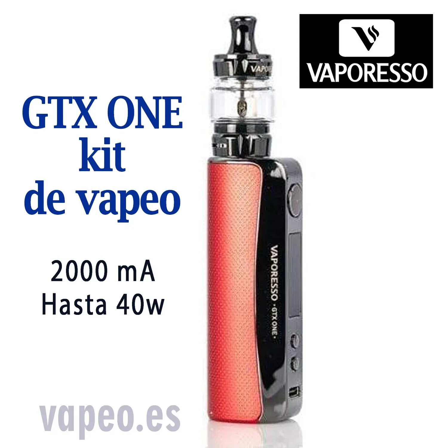 Gtx One kit de Vapeo 40W. Mod+Gtx tank 18 (color rojo) VAPORESSO