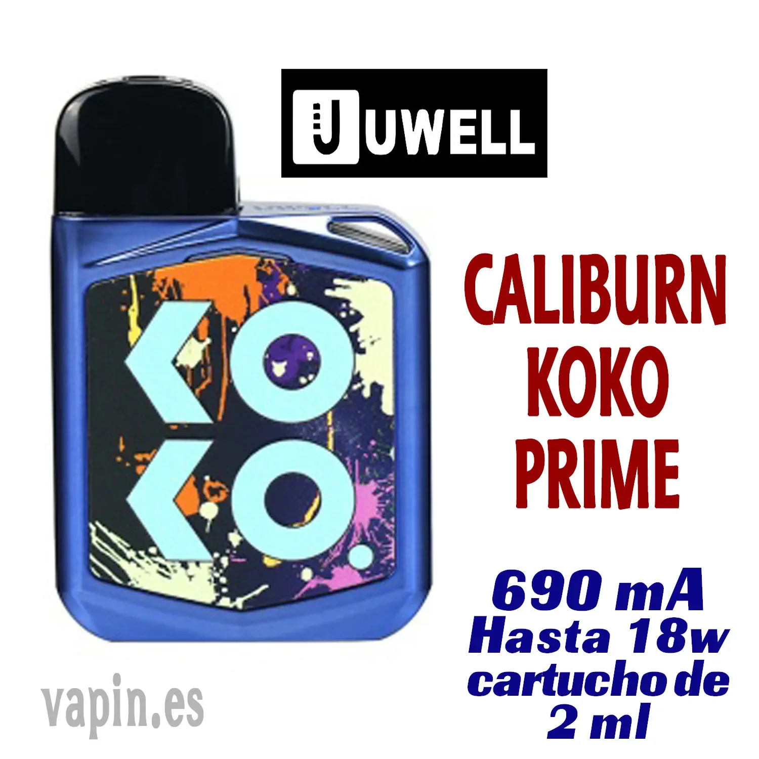 Koko Prime Pod kit de vapeo 18w 690 mA (Color Azul) de UWELL
