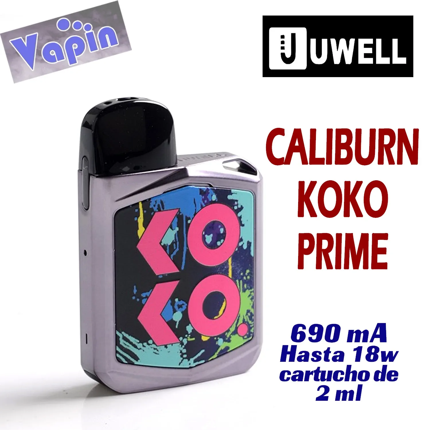 Koko Prime Pod kit de vapeo 18w 690 mA (Color GRIS) de UWELL