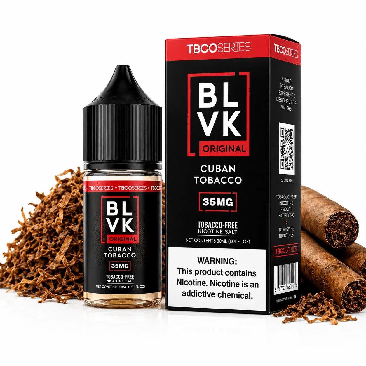 Líquido BLVK Salt Nic Original Cuban Tabaco 30ml