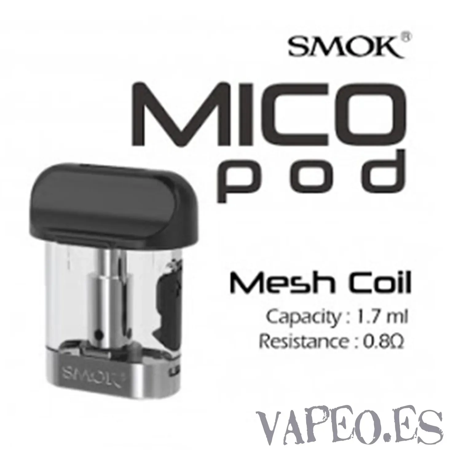Mico Cartucho POD MESH Resistencia 0,8 ohm 1,7ml Smok - Image 2