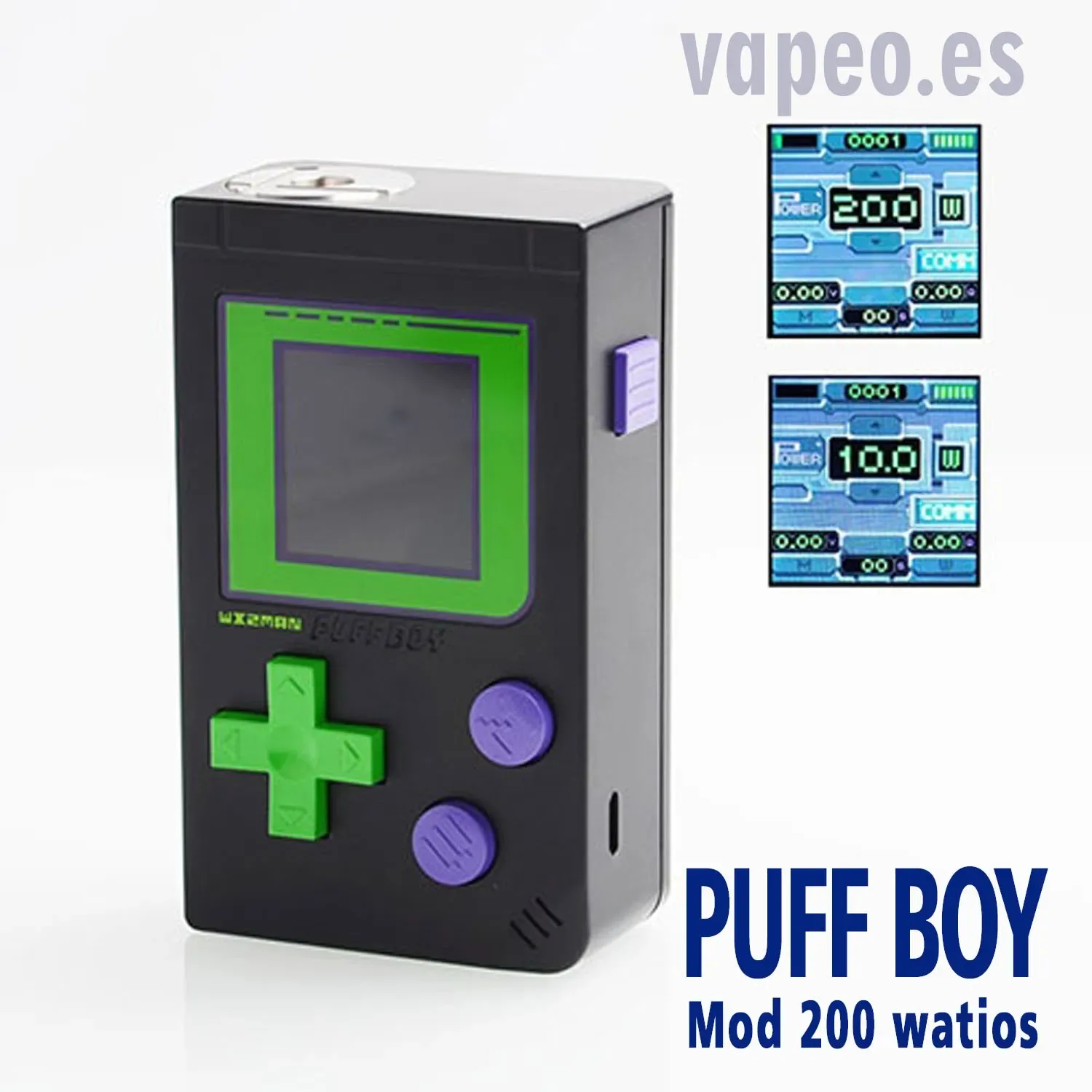 Mod BOX PUFF BOY color negro 200W WIZ VAPOR