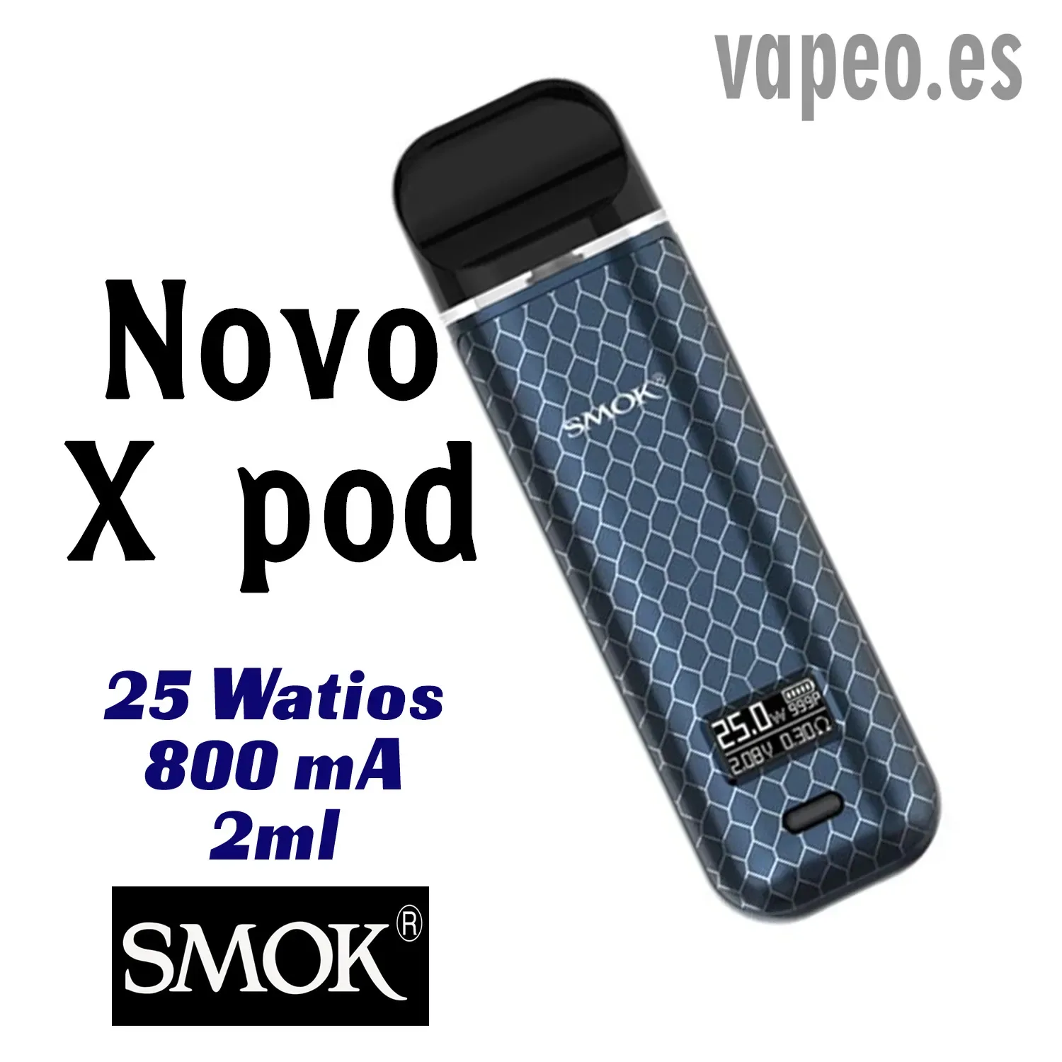 Novo X Pod 800mA Kit de vapeo (color BLUE COBRA) de SMOK - Image 2