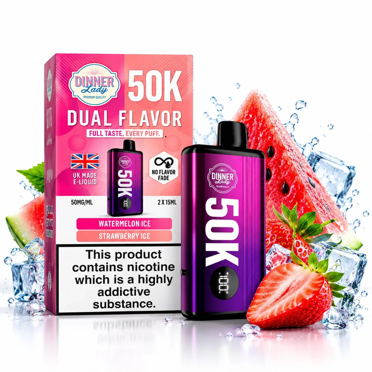 Pod descartable Dinner Lady Strawberry Ice / Watermelon Ice 50K Dual Flavor