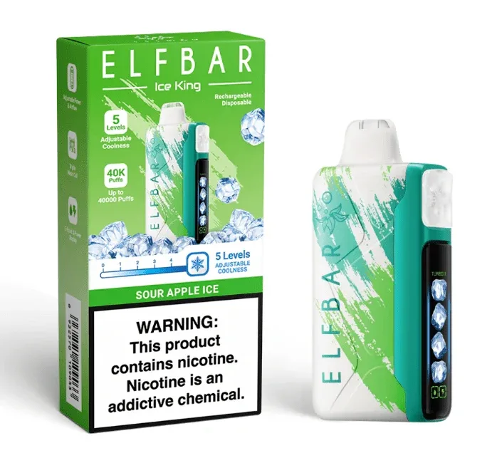 Pod descartable ElfBar Ice King 40000 Puffs Sour Apple Ice