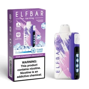 Pod descartable ElfBar Ice King 40000 Puffs Sour Strawberry DragonFruit