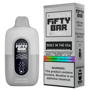 Pod descartable Fifty Bar 20000 puffs Strawberry Lemon Grape (origen USA)
