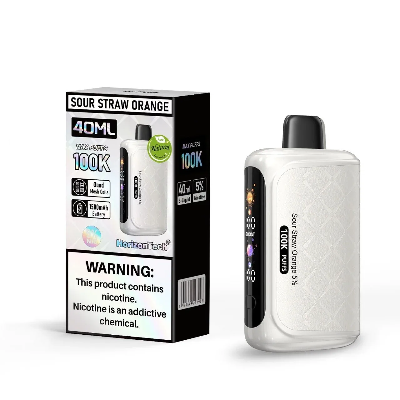 Pod descartable Horizon Tech 100k Sour Strawberry Orange 100.000 Puffs