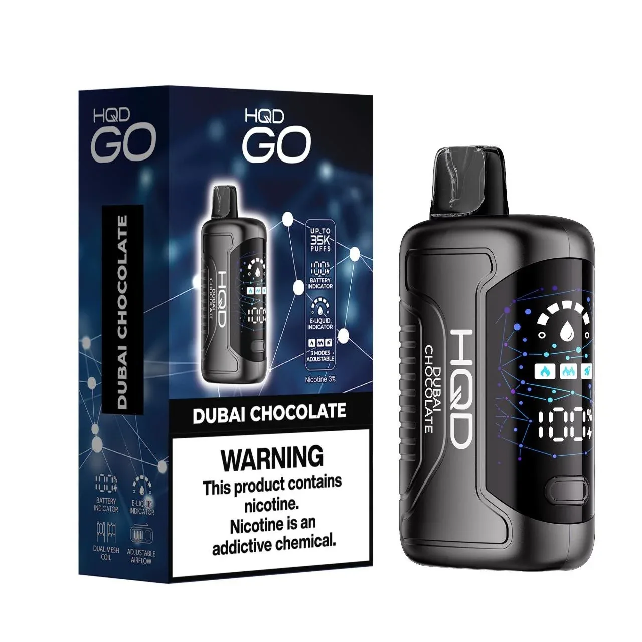 Pod Descartable HQD GO 35K Dubai Chocolate 35000 Puffs