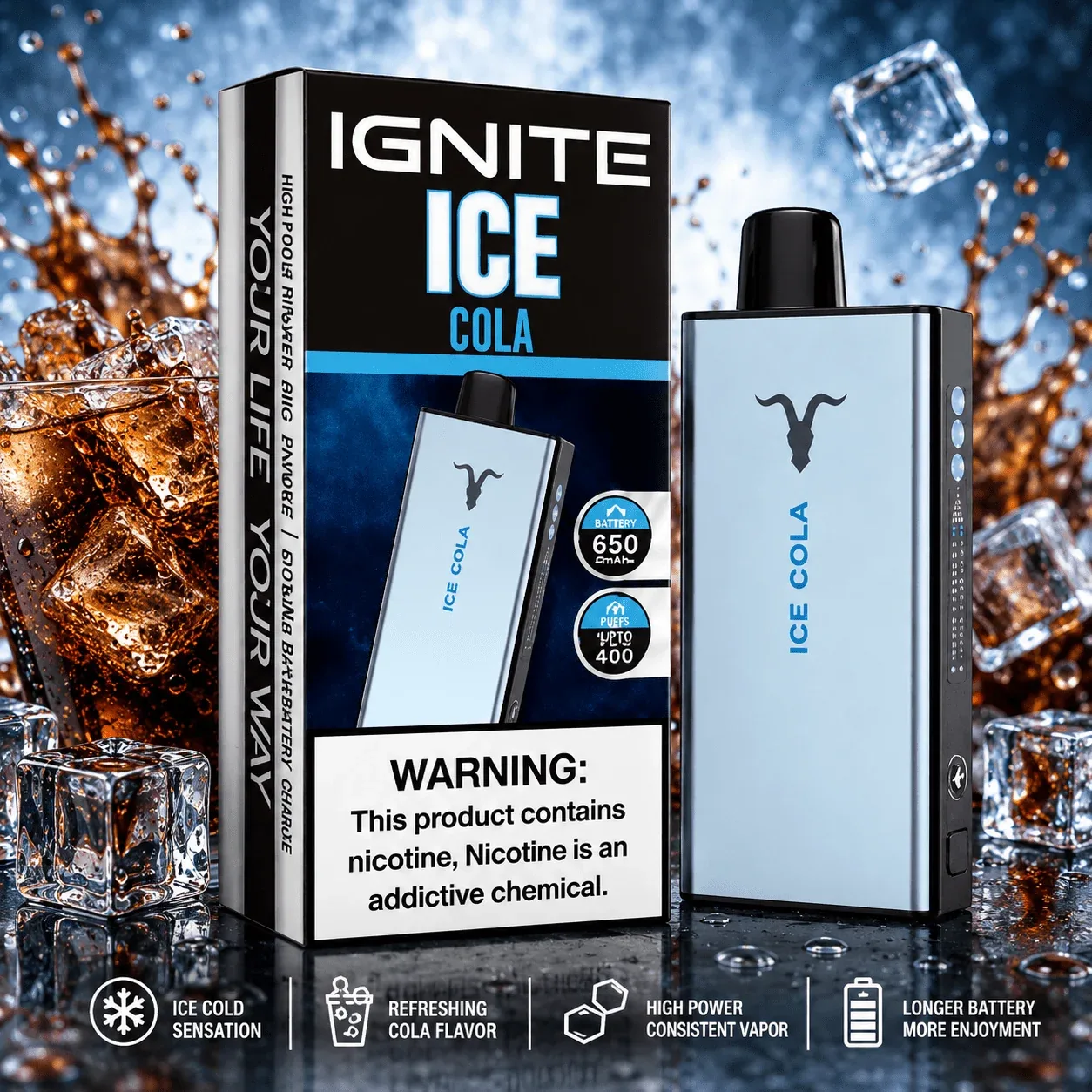 Pod descartable Ignite V400 40000 puffs Ice Cola