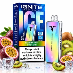 Pod descartable Ignite V400 Boost Series Ice Passion Fruit Sour Kiwi 40000 puffs