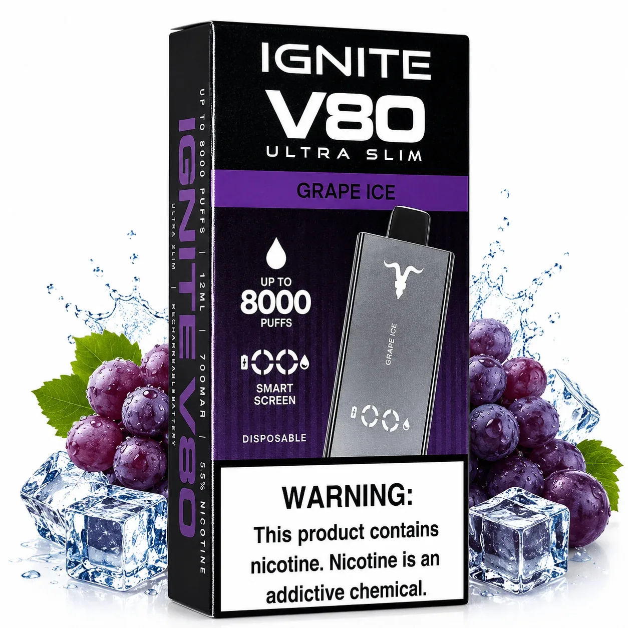 Pod Descartable Ignite V80 Ultra Slim Grape Ice