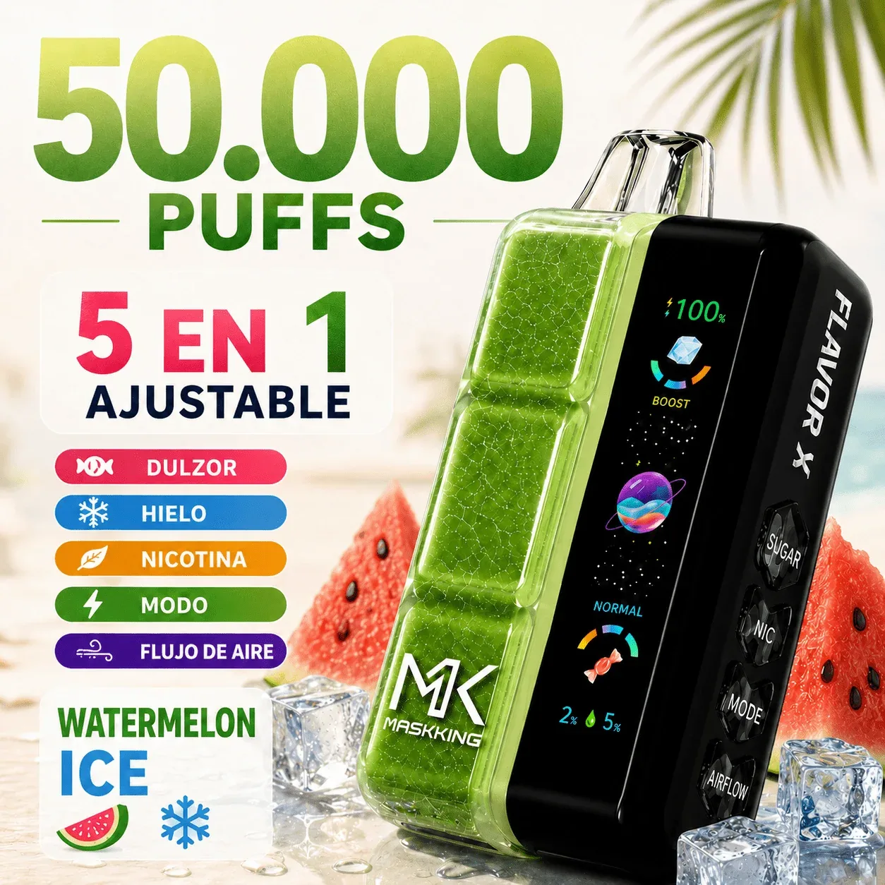 Pod descartable Maskking Flavor X 50000 Puffs Watermelon Ice