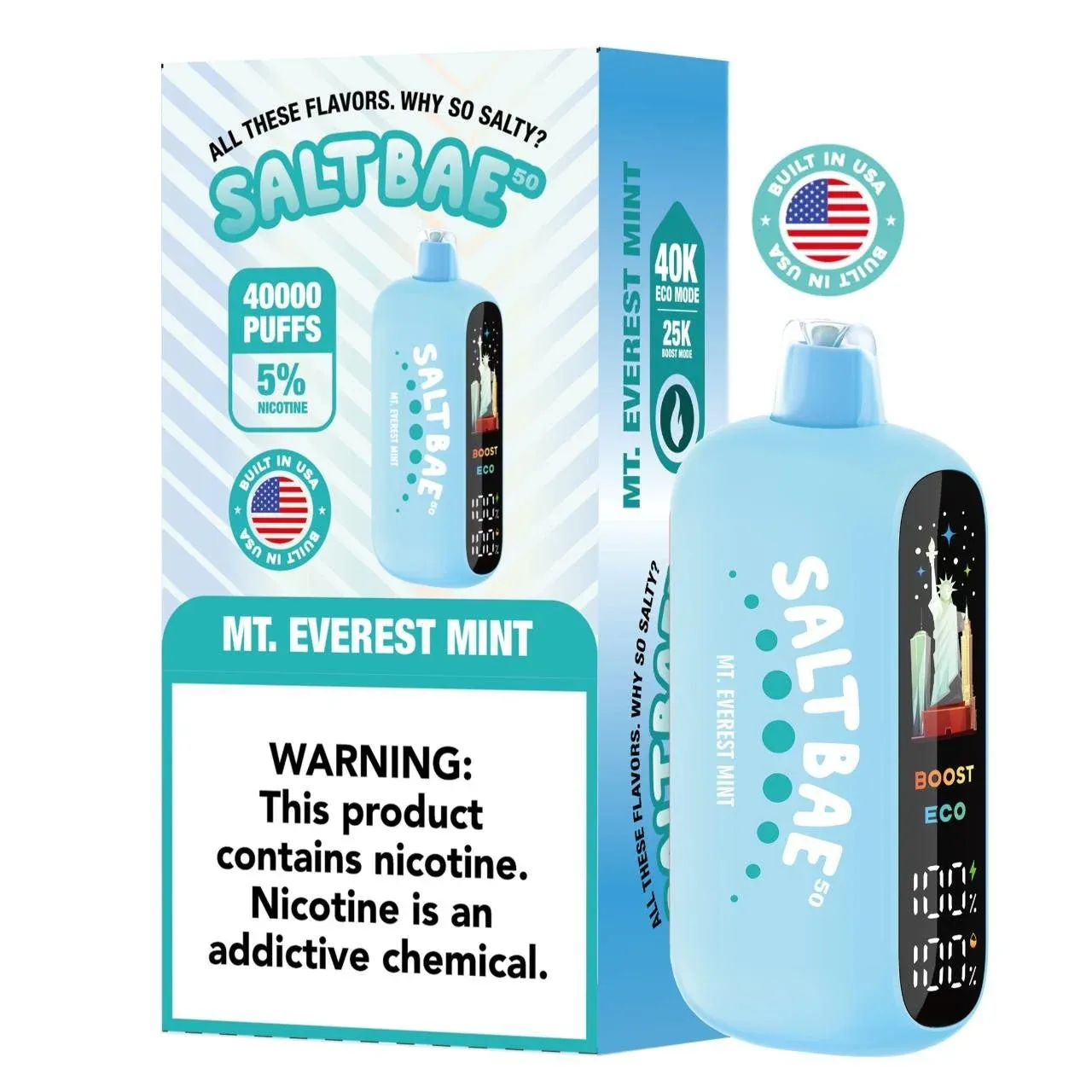 Pod Descartable Salt Bae 50 Mt.Everest Mint 40000 Puffs