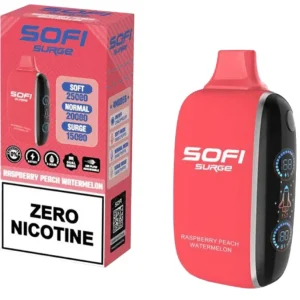 Pod descartable Sofi Surge Cero Nicotina Raspberry Peach Watermelon 25000 puffs