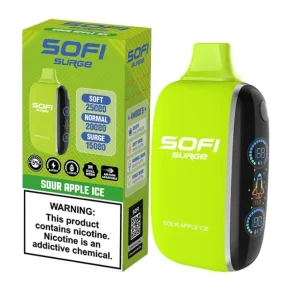 Pod descartable Sofi Surge Cero Nicotina Sour Apple Ice 25000 puffs