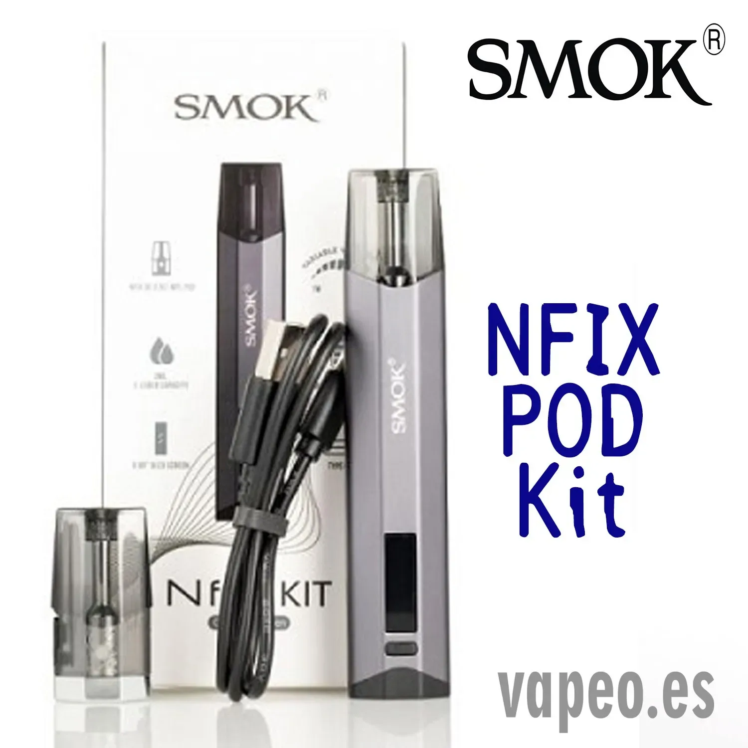 Pod NFIX Kit 700 MAH 25w (2 cartuchos de 3ML) color Plata de Smok