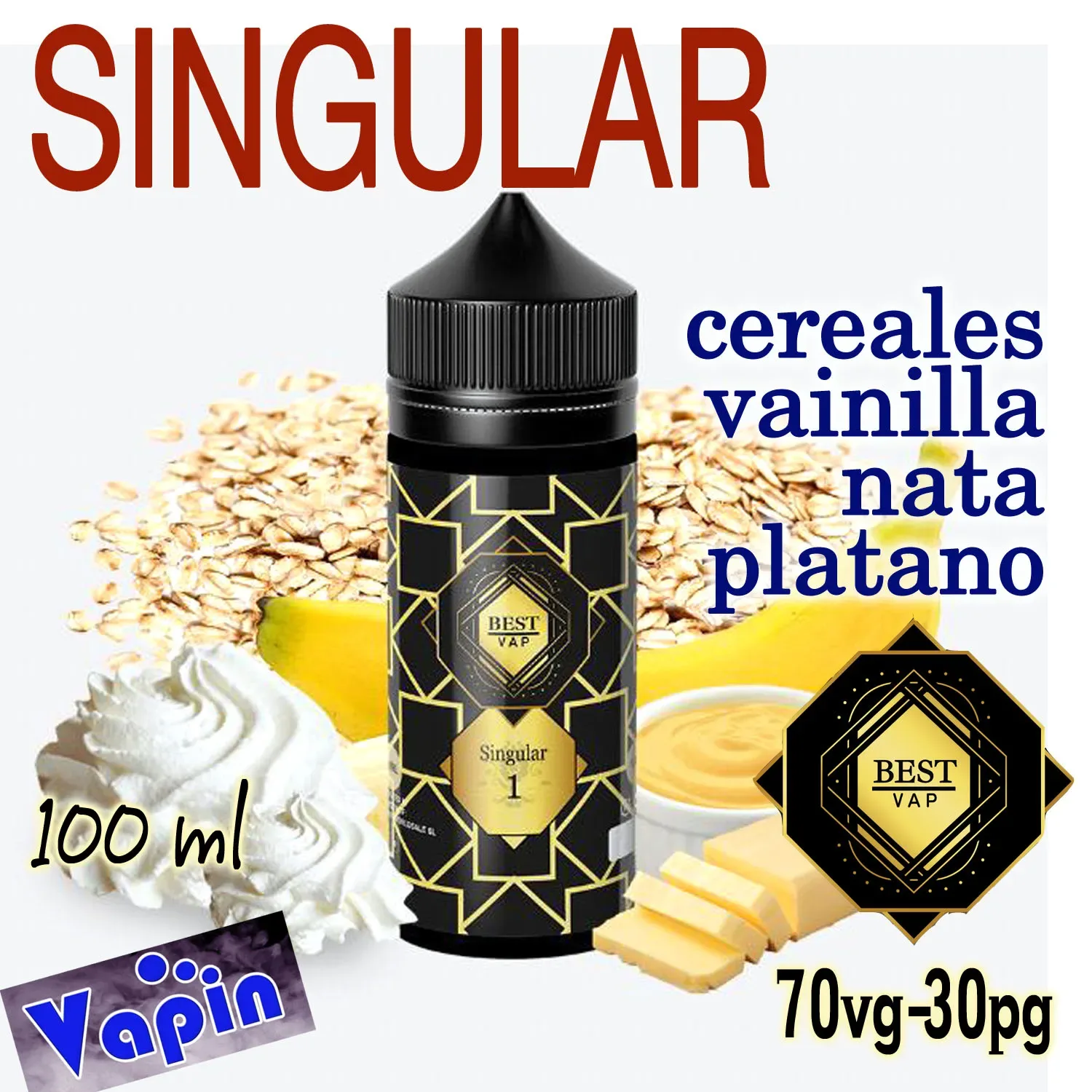 Singular (Cereales,nata,vainilla y platano) 100ml BEST VAP Eliquid - Image 2
