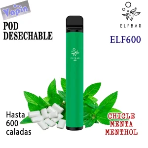 Spearmint (chicle de menta ) ELF600 Pod desechable. Hasta 600 caladas. 20mg ELF BAR