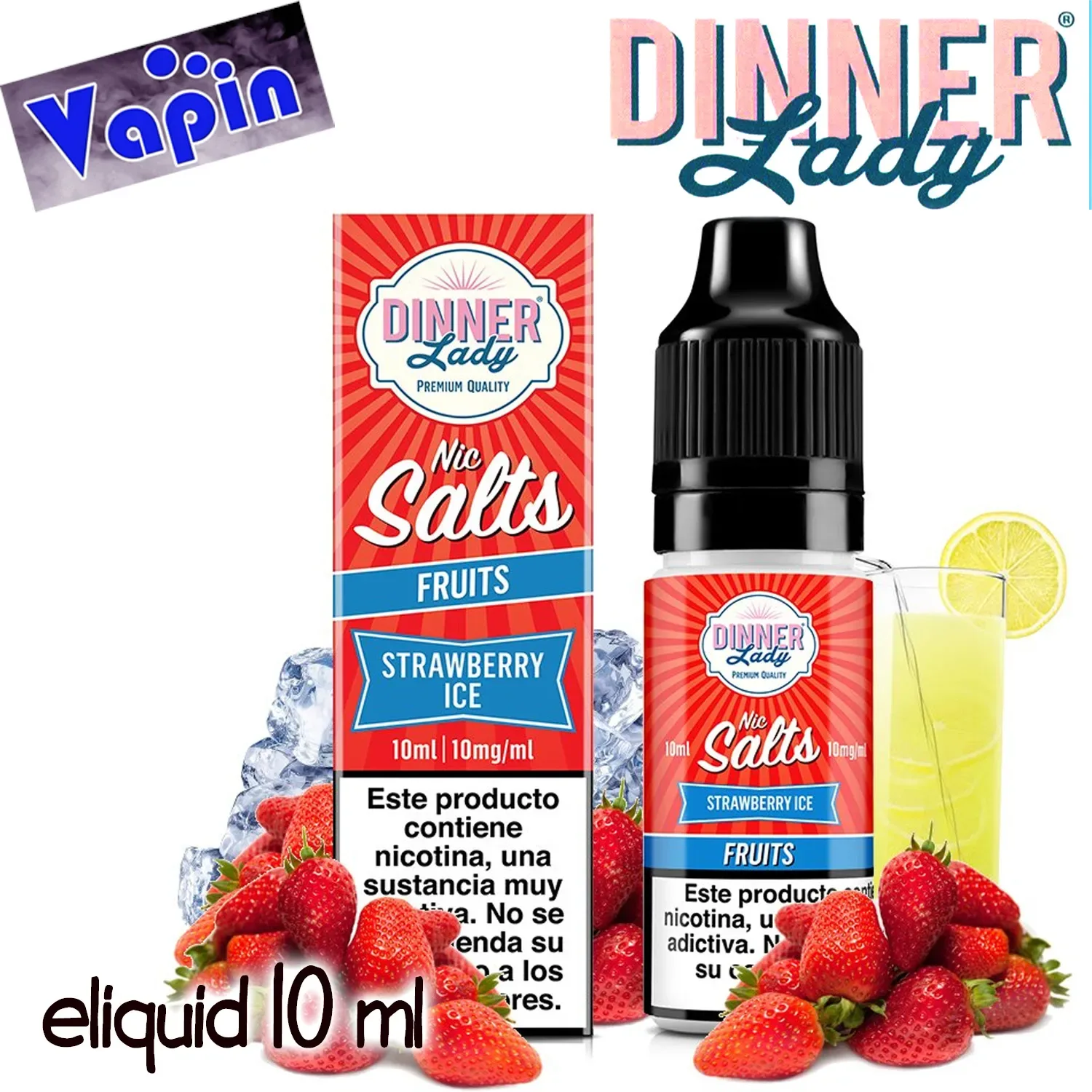 Strawberry ICe 10mg Sales (fresa helada) Dinner Lady 10ml Salts Eliquid