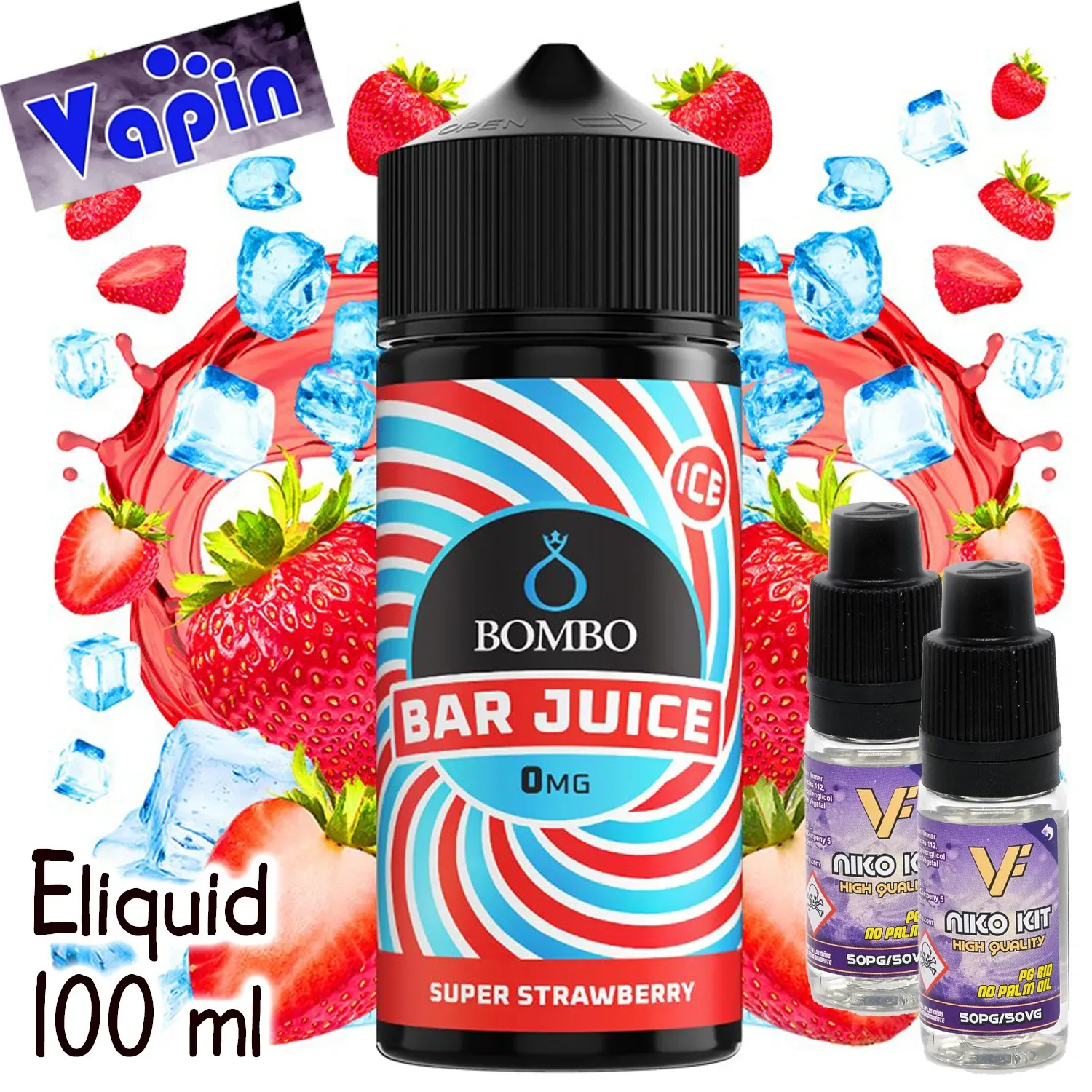 Super Strawberry Ice (Fresa Helada) 100ml Bar Juice Bombo Eliquid+ 2 nicokits
