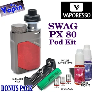 Swag Px80 Pod (Color Gun Metal) kit Bonus Pack de Vaporesso