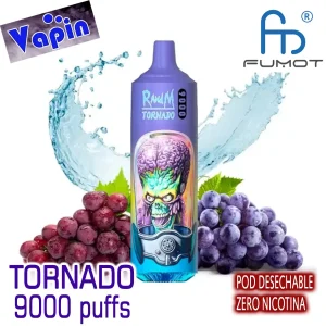Tornado 9000 puffs Grape (uva) ZERO Pod desechable Randm FUMOT