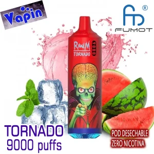 Tornado 9000 puffs Lush Ice ZERO (sandía helada) Pod desechable Randm FUMOT