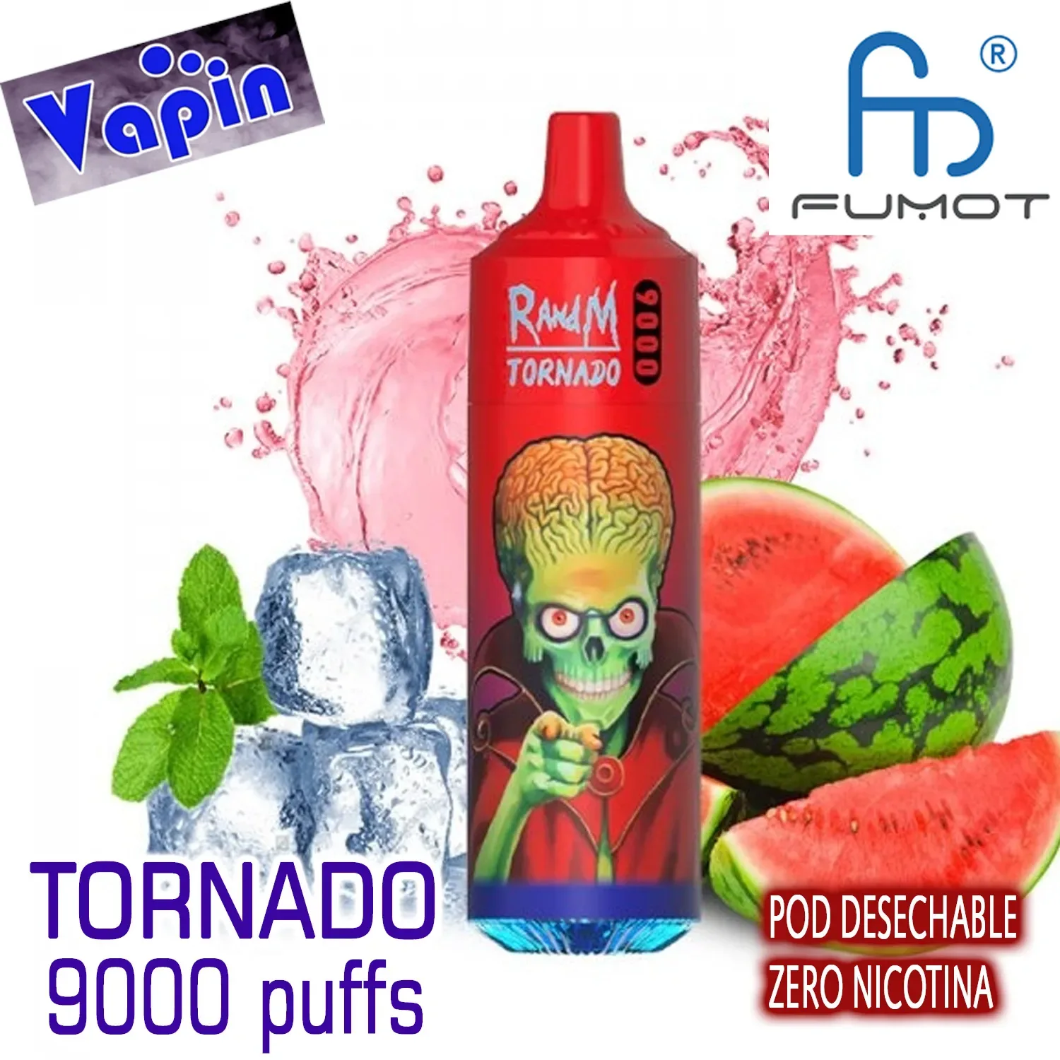 Tornado 9000 puffs Lush Ice ZERO (sandía helada) Pod desechable Randm FUMOT
