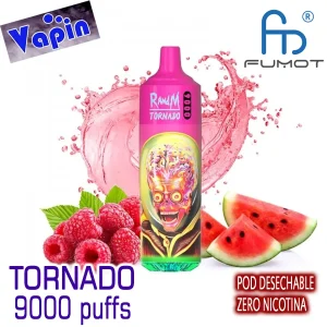 Tornado 9000 puffs Raspberry Watermelon ZERO Pod desechable Randm FUMOT