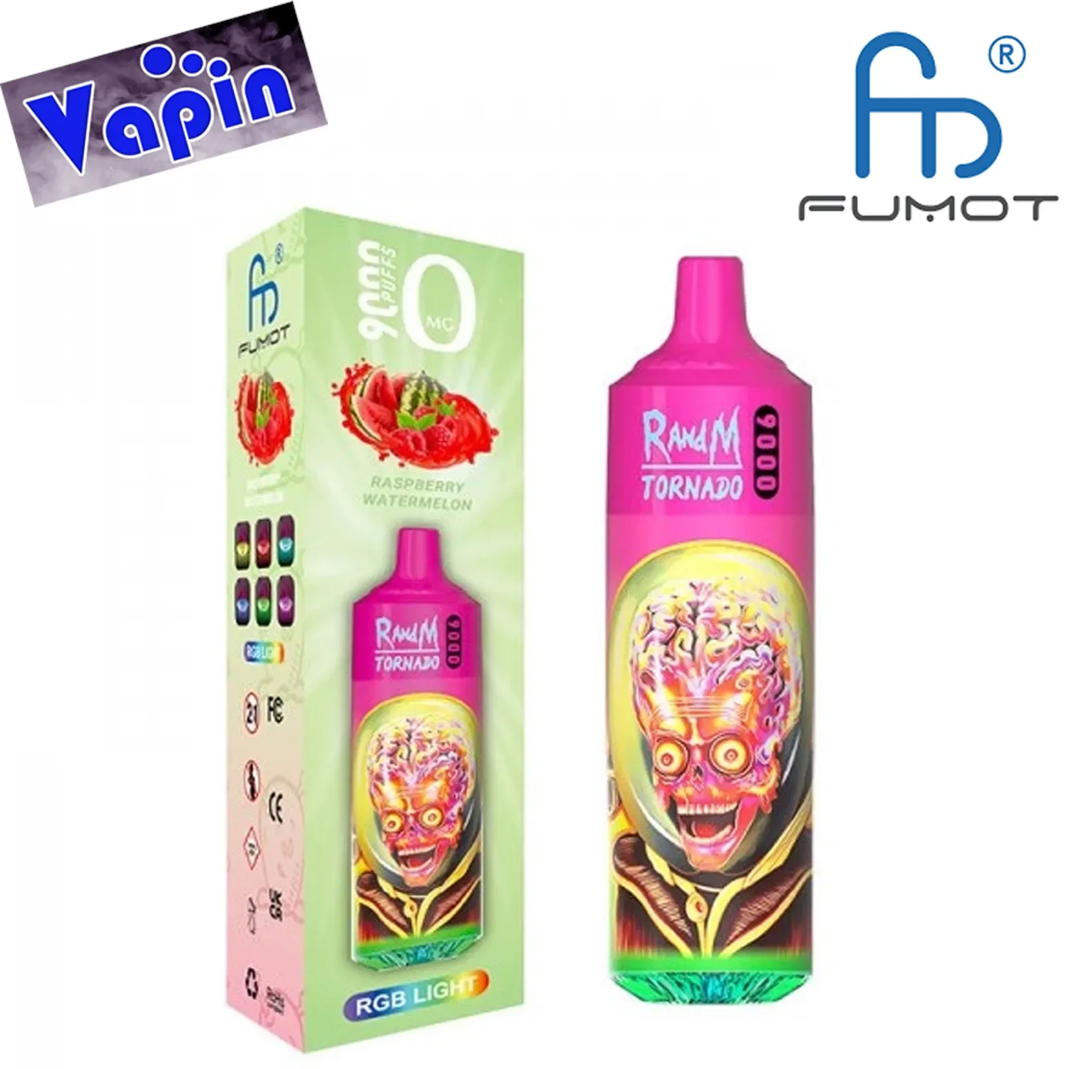 Tornado 9000 puffs Raspberry Watermelon ZERO Pod desechable Randm FUMOT - Image 2