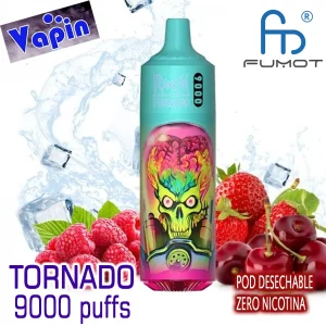 Tornado 9000 puffs Strawberry Raspberry, Cherry ZERO Pod desechable Randm FUMOT
