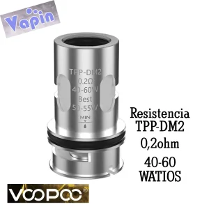 TPP DM2 Coil 0,2 ohm (40-60w) Resistencia de Voopoo (unidad)