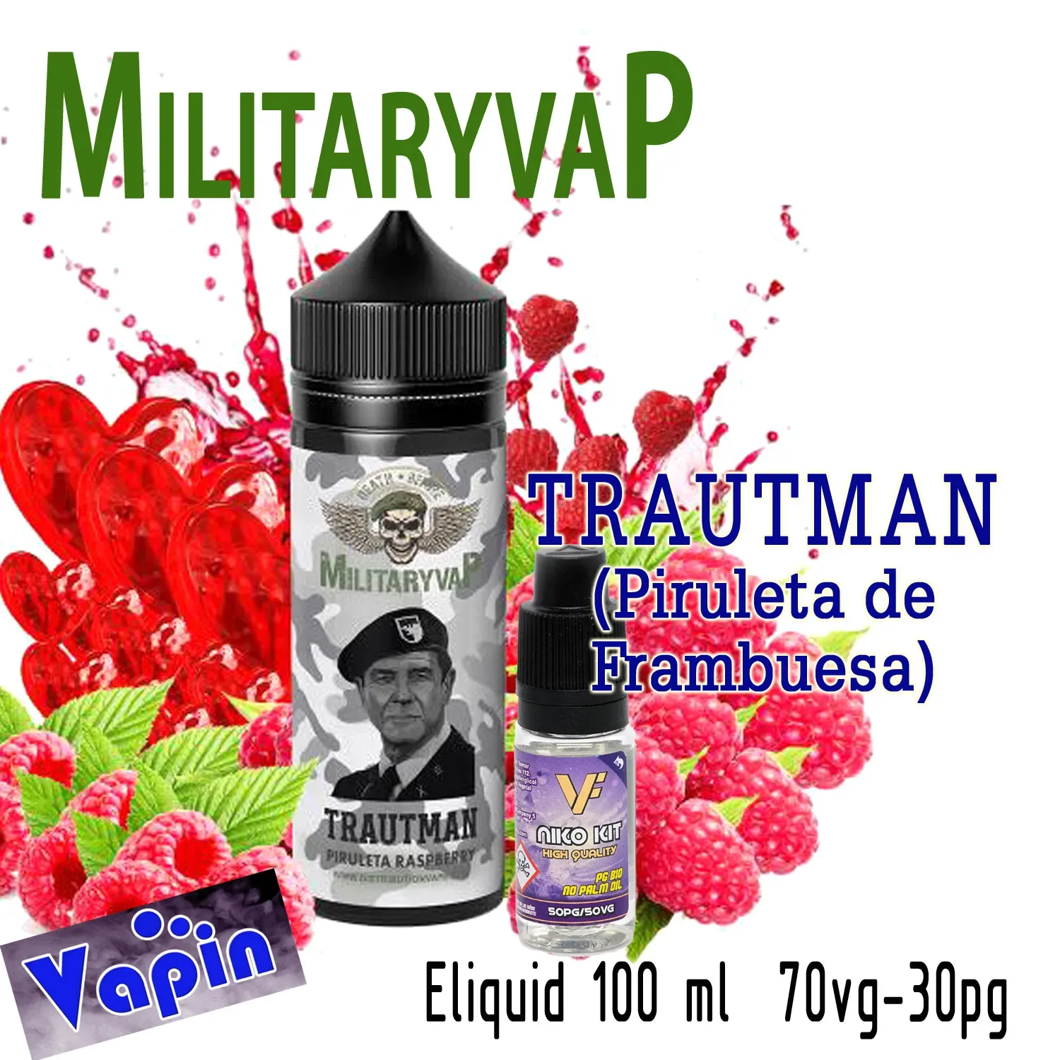 Trautman (Piruleta de Frambuesa) 100ml Military Vap Eliquids