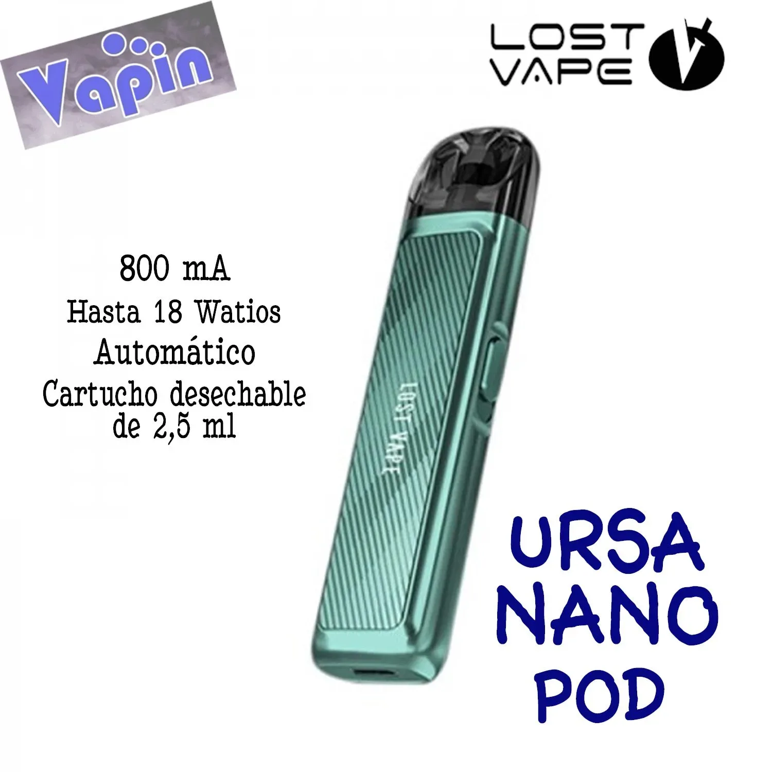 Ursa Nano kit de vapeo Pod. 800mA 2,5ml (TWILL GREEN) de Lost Vape