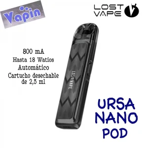 Ursa Nano kit de vapeo Pod. 800mA 2,5ml (Wave Black) de Lost Vape