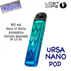 Ursa Nano kit de vapeo Pod. 800mA 2,5ml (Pacific Blue) de Lost Vape