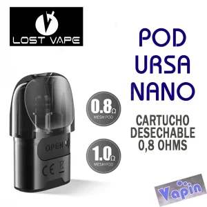 Ursa Pod Cartucho 0,8 ohms. 2,5ml (para ursa Nano-Baby) de Lost Vape (unidad)