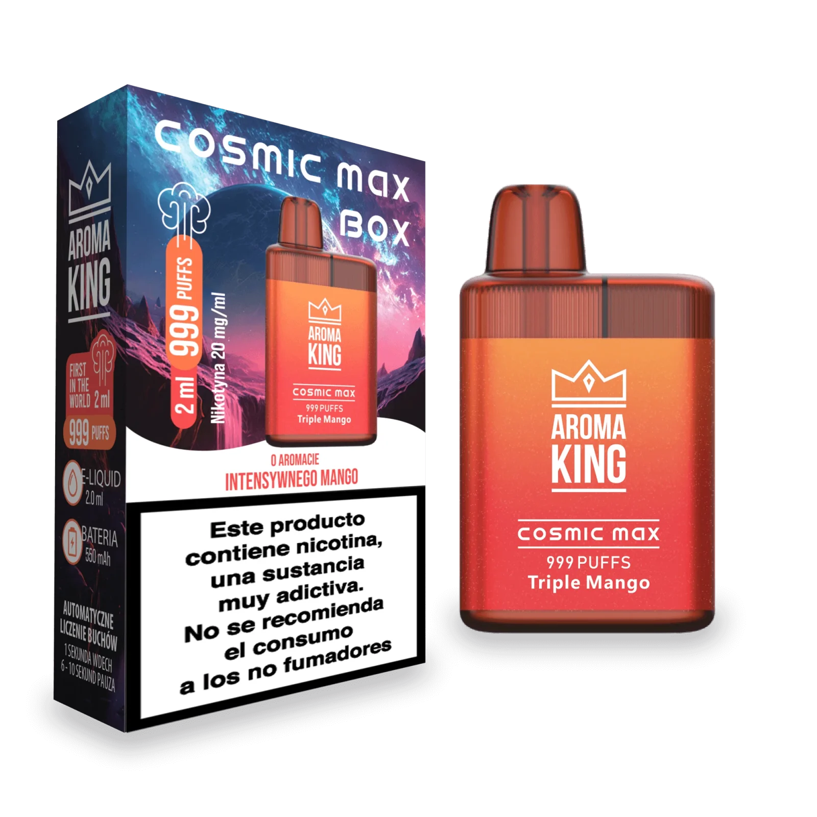 Vaper Desechable Aroma King Cosmic Box Triple Mango 20 Mg