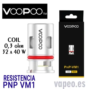 VM1 Coil. Resistencia PNP 0,3 ohms (32-40w) VOOPOO (unidad)