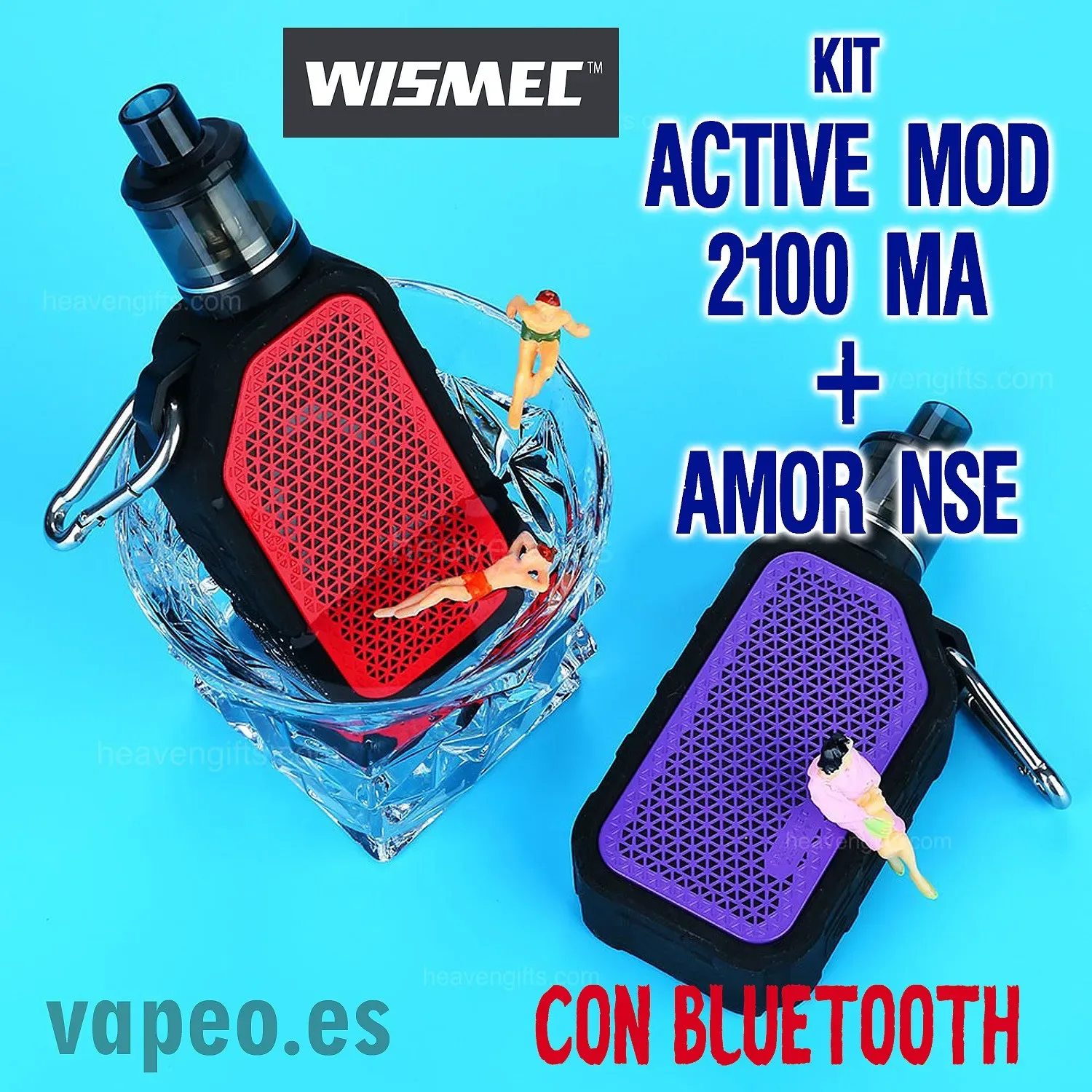 WISMEC ACTIVE BLUETOOTH MOD+AMOR NSE Tank Kit de Vapeo. Color Blue